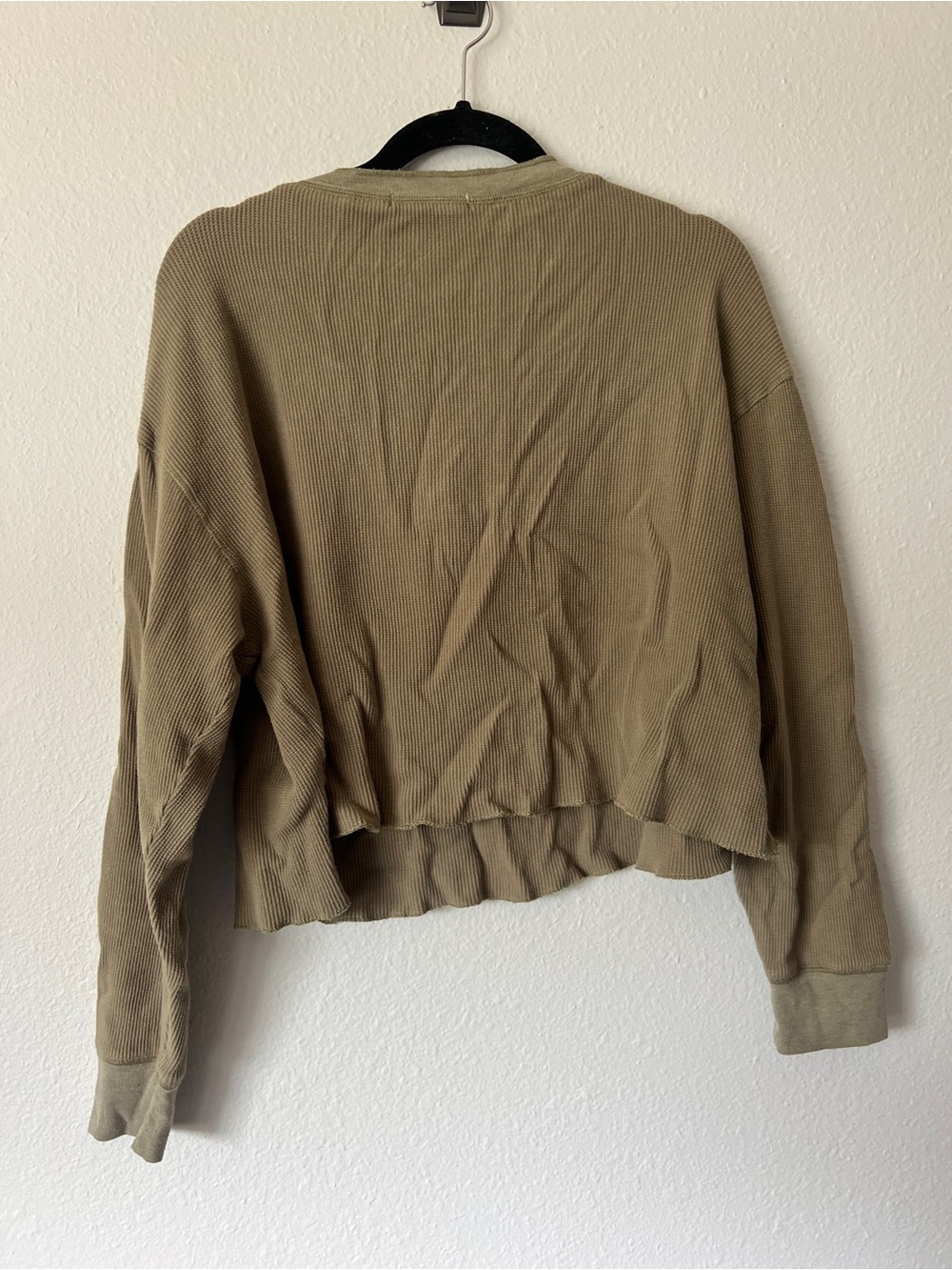 NATURAL LIFE Green Waffle Buttoned Hanley Long Sleeve Thermal Tee - Picture 2 of 2